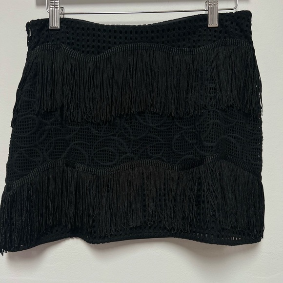 Alexis Black Knit Fringe Mini Skirt Size Small - Picture 4 of 7